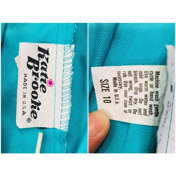 Vintage 1980s Turquoise Skirt Elastic Waist Large Pocket 1950s Style Summer - Picture 8 of 10